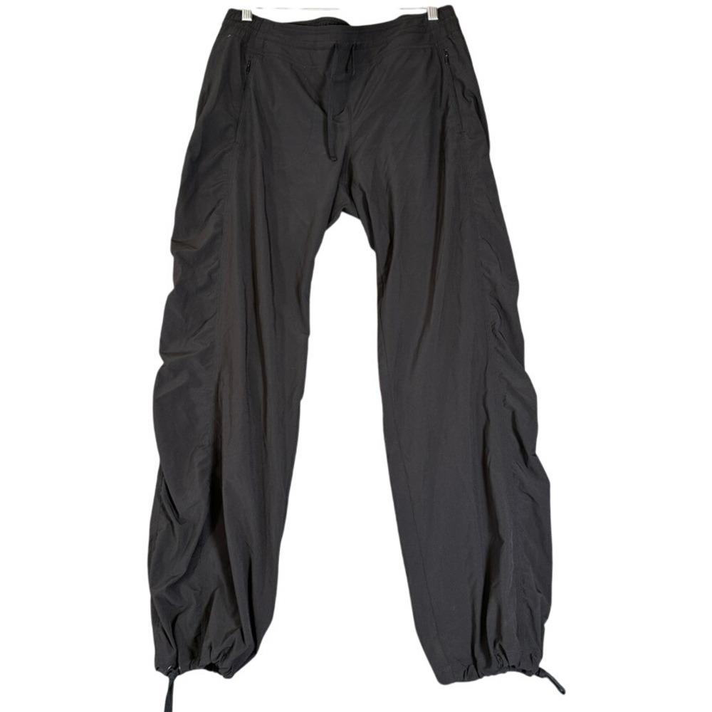 Athleta Black Ruched Adjustable Bungee Jogger Pants Size 12 Hiking Travel